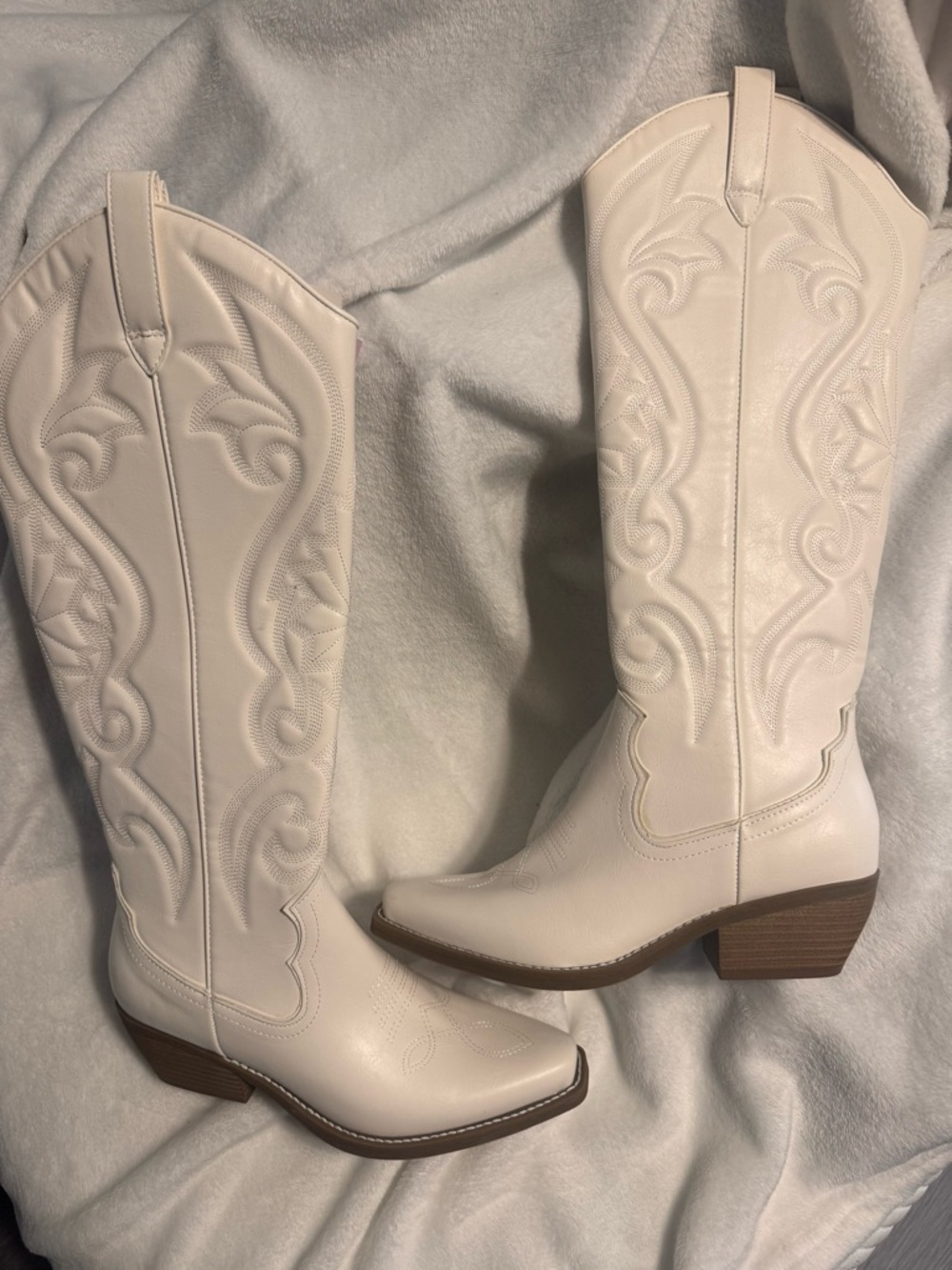 wild fable White Embroidered Western Knee-High Boots